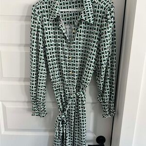 Green and White Dress